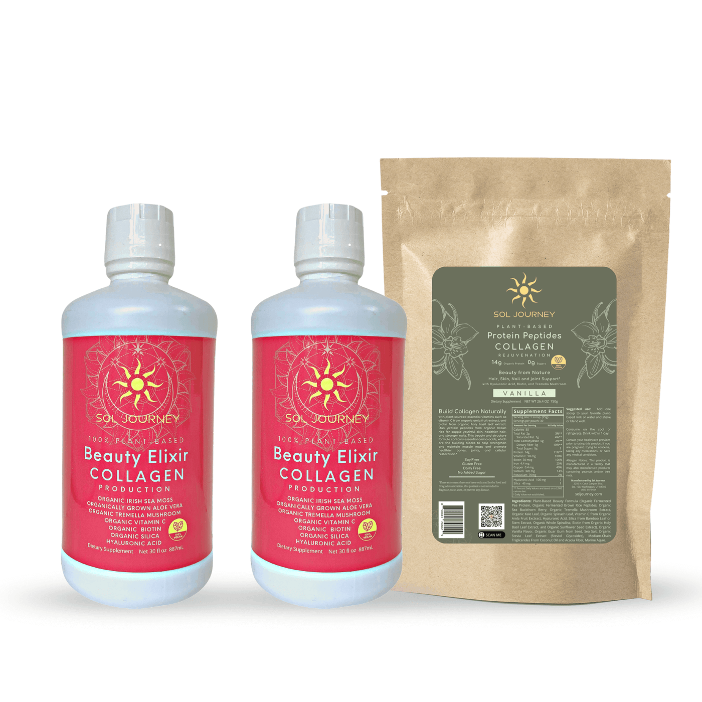 3 Pack Plant-Based Collagen Powder & Beauty Elixir